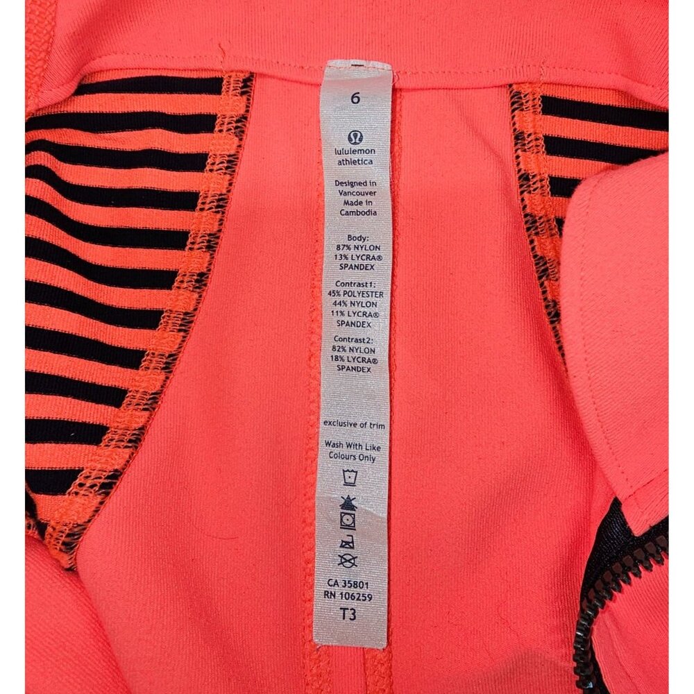 Lululemon Women's Neon Orange Navy Blue Striped Forme Jacket Sz 6 2590 - Picture 8 of 14